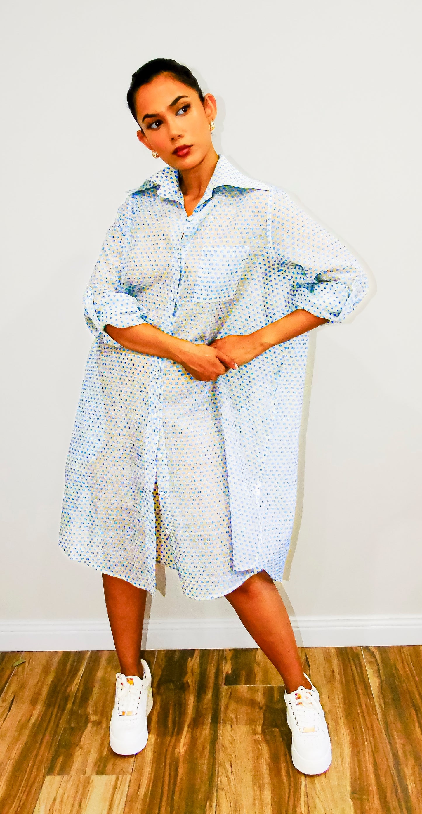 Luna button shirt dress