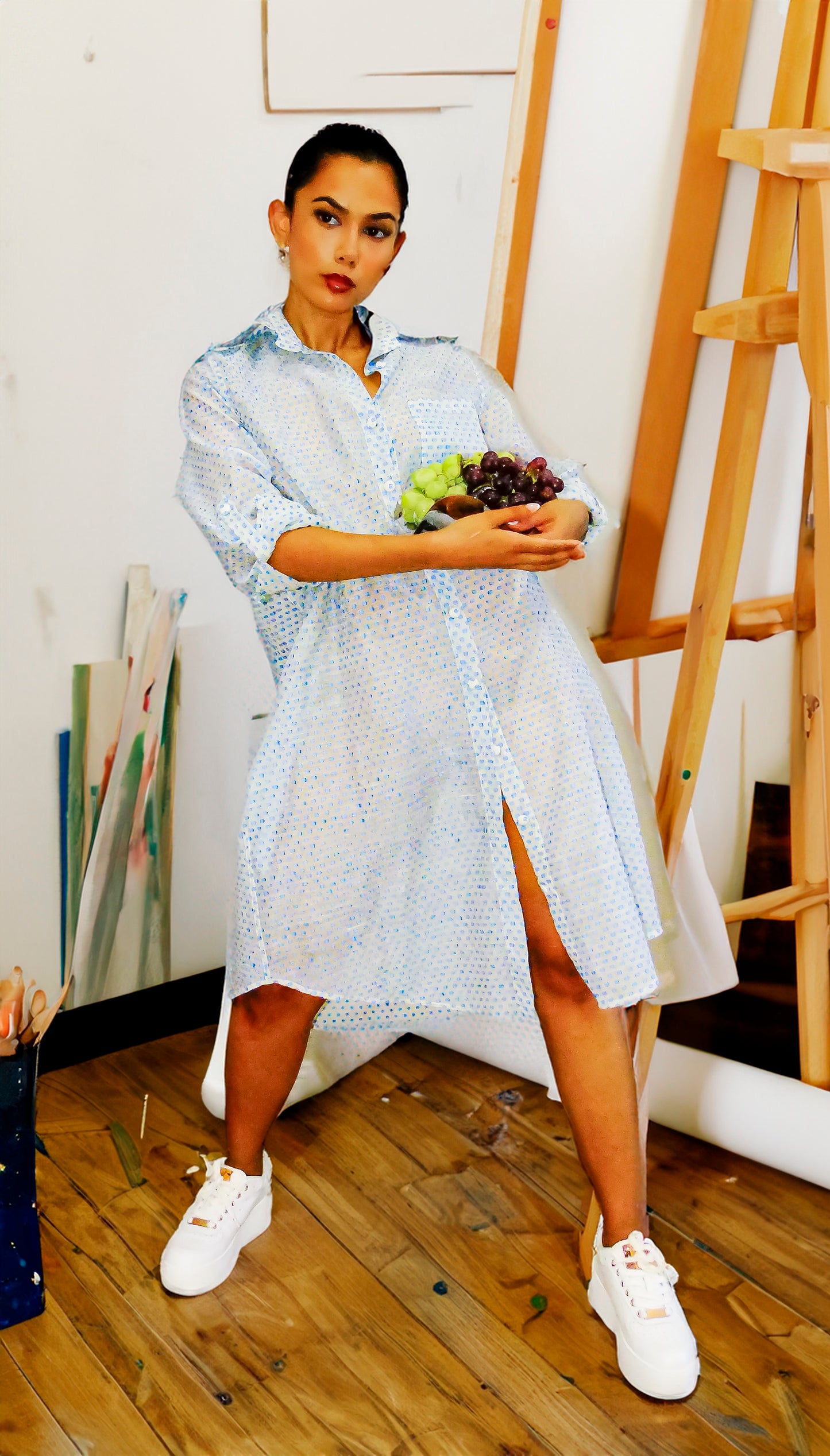 Luna button shirt dress
