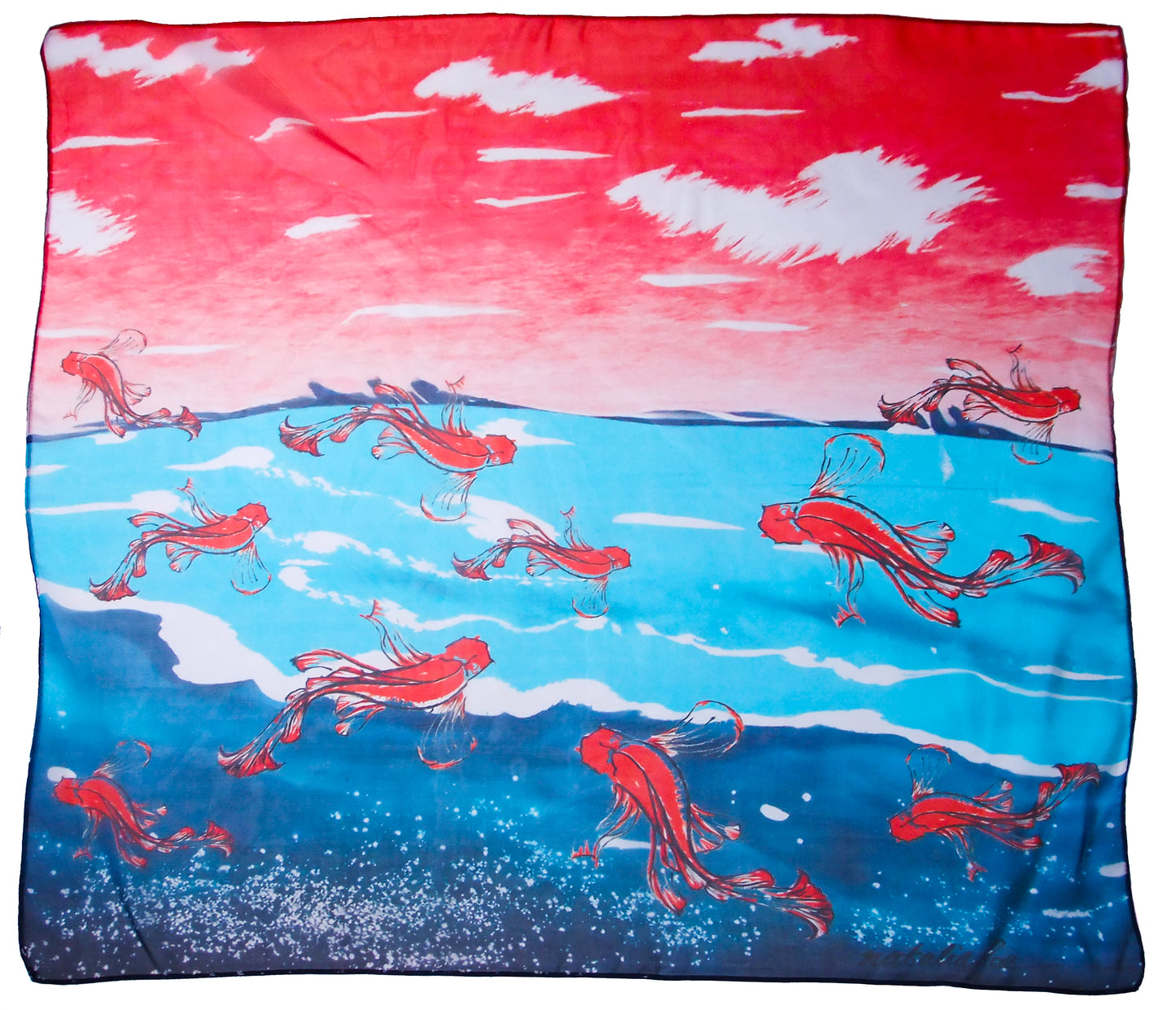 Koi Silk Chiffon Scarf
