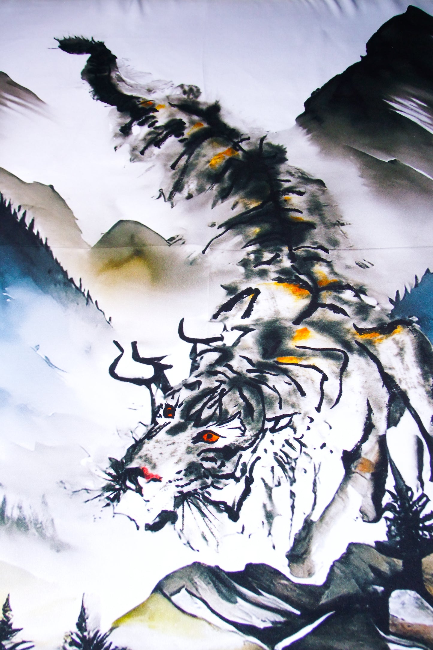 Watercolour Tiger Silk Scarf