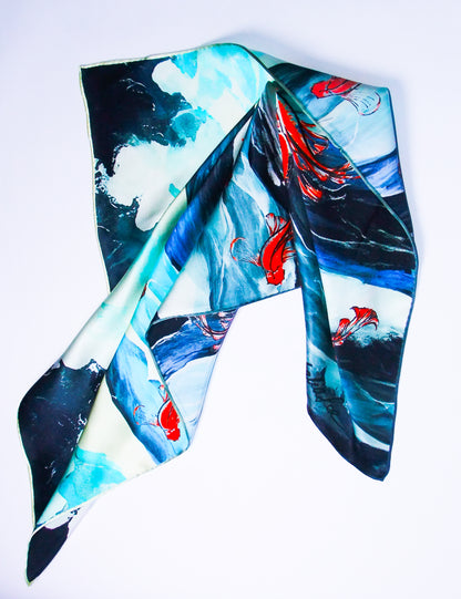 Koi Waves Silk Scarf
