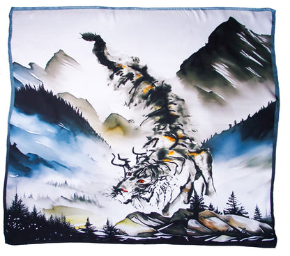 Watercolour Tiger Silk Scarf